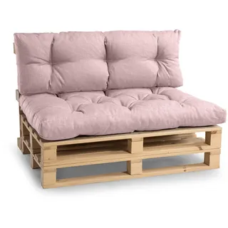 Gutekissen® Palettenkissen, Gartensofakissen, Gesteppte Kissen gefüllt mit granuliertem Poulirette-Schaum, viele Farben und Größen PPI (Sitzkissen 120x60, gesteppt Hellrosa)