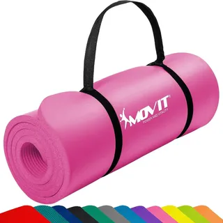 MOVIT Gymnastikmatte, hautfreundlich und phthalatfrei, in 3 Größen und 12 Farben - Auswahl: 183cm x 60cm x 1,0cm in pink