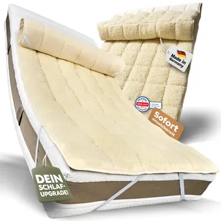 Mara Vital Lammfell Unterbett 160x200 | Wendbare Lammfell Bettauflage aus Schurwolle für angenehmen Schlaf | Atmungsaktive & wärmende Matratzenauflage mit Eckgummis | für Matratzen bis 30 cm