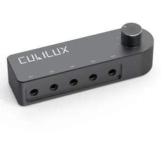 Cubilux 3,5 mm Audio Umschalter, passiver bidirektional 1 auf 4 | Audio Switcher 3.5mm: 1 zu 4 oder 4 zu 1, passiver 1/8 Zoll AUX Wahlschalter für Kopfhörer und Lautsprecher