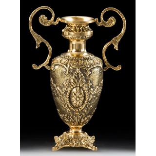 Casa Padrino Luxus Barock Vase Gold 23 x H. 34 cm - Handgefertigte Bronze Blumenvase im Barockstil - Barock Deko Accessoires - Edel & Prunkvoll