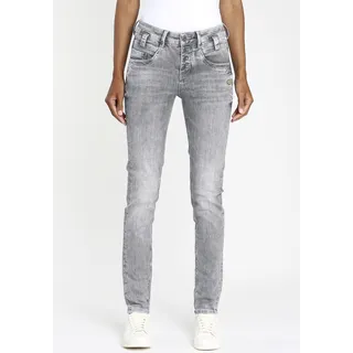 Slim-fit-Jeans GANG "94CARLI" Gr. 26 (34), N-Gr, grau (grey used) Damen Jeans Röhrenjeans mit offener Knopfleiste