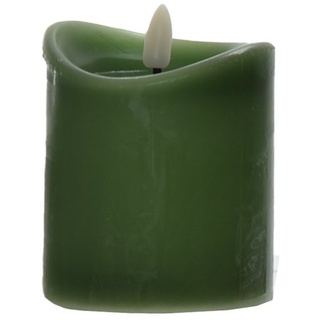 B&S LED-Kerze Echtwachskerze grün 10 x Ø 9 cm mit Flackerflamme und Timer grün