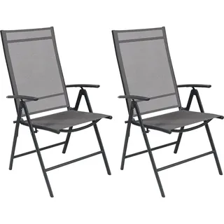 Mojawo Garten Klappstuhl Hochlehner 54 x 54 x 106 cm anthrazit 2 St.