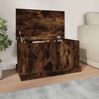 Vopese Truhe mit Deckel Holztruhe Holzkiste Aufbewahrungstruhe Aufbewahrungsschrank Möbel für Flur Wohnzimmer Räuchereiche 70x40x38 cm Holzwerkstoff