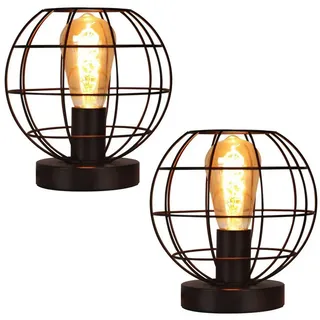 Nettlife Tischleuchte Vintage Schwarz E27 Retro Industrial Tischlampe aus Metall, mit Schalter, LED wechselbar, Wohnzimmer Kinderzimmer Schreibtisch Schlafzimmer schwarz