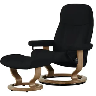 Stressless Relaxsessel Leder 72 x 94 x 70 cm Schwarz mit Hocker