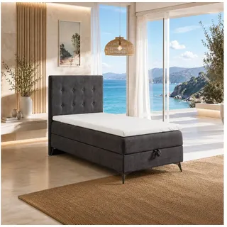 Best for Home Boxspringbett K15 Single SLIM mit Bettkasten & Bonellfederkern, Topper H3 (70x200 80x200 90x200 100x200 cm), mit oder ohne Topper, Flexible Liefermöglichkeiten, Handwerksqualität 90 cm x 200 cm