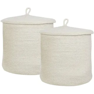 Beliani Aufbewahrungskorb 2er Set 33 x 33 x 33 cm Weiß