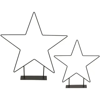 Spetebo Dekoobjekt Metall Stern Aufsteller 2er Set schwarz - 40 / 30 (2er Set, 2 St., schwarze Metall Sterne), Weihnachts Tisch Deko zum Hinstellen schwarz