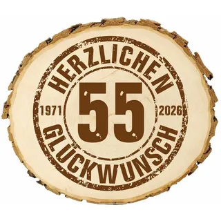 Nomiro Wanddekoobjekt Holzscheibe Geburtstag Gravur - Baumscheibe mit Rinde Deko