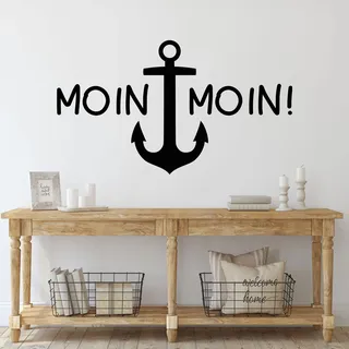 GRAZDesign Wandtattoo Moin Moin mit Anker Wohnzimmer Flur Diele selbstklebend - 100x57cm / 054 türkis