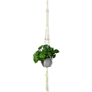 moses. Blatt & Blüte Makramee Blumenampel, 120cm Pflanzen Aufhängung aus Baumwolle für Blumentöpfe im Innen- und Außenbereich, Boho Deko mit Holzanhänger Holzperlen Hängetopf, 87163, Natur