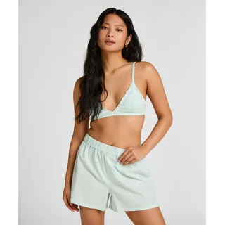 Pyjama HUNKEMÖLLER "Pyjama Short Seersucker", Damen, Gr. XS, grün, 100% Baumwolle, Homewear-Sets Pyjama