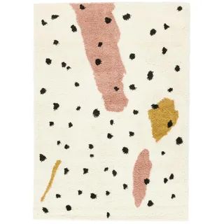 RugVista, Spotty, Kinderzimmer Teppich, 200 x 300 cm, Kinderteppich für Kinder, Spielteppich für Babys, Shaggy handwebstuhl, Maschinell hergestellt, Hochflor, Keine schädlichen Stoffe, Off-Weiß