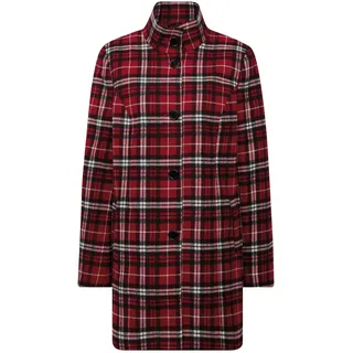 Langmantel GOLDNER "Kurzgröße Hochwertiger Mantel in moderner Karo-Optik", Damen, Gr. 23, rot (rot, schwarz, weiß), Obermaterial: 100% Polyester PES., gerade, keine/nicht relevant, Mäntel, Trendstarkes Karomuster