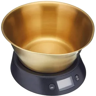 MasterClass Digitale Küchenwaage mit Schüssel in Geschenkbox, Messing / Schwarz, 5 kg