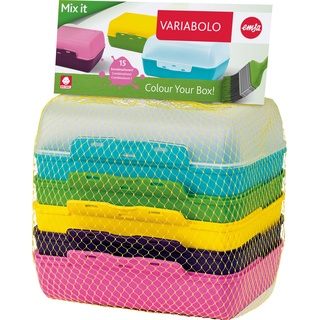 Emsa Variabolo Clipbox Set à 6Stück, Lunchbox, Blau, Gelb, Grün, Pink, Schwarz