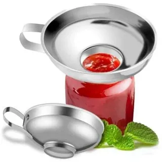Küchen-trichter Aus Edelstahl Mit Großer Öffnung Und Griff, Ideal Zum Umfüllen Von Öl, Flüssigkeiten, Marmeladen Und Lebensmitteln. Silberfarben, Universalgröße.
