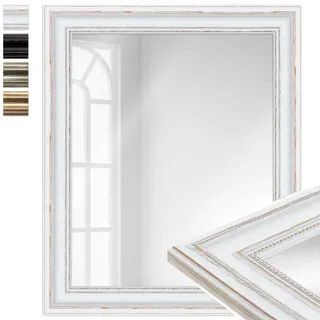 WANDStyle großer Spiegel Weiß, Barock Spiegel, großer Wandspiegel Vintage 50x60 cm, Hängespiegel groß, Badspiegel Holz, Flurspiegel Wand, Standspiegel, Mirror H550 - Made in Germany