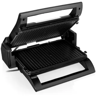 Nova Kontaktgrill, 1500 W, Elektro Indoor Tisch-Grill Multigrill Waffeleisen Teppanyaki & Zange schwarz|silberfarben