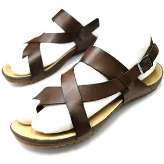 Harssidanzar Herren Leder Sandalen Riemchensandalen Gladiator Sommer Schuhe Ledersandalen Slingback Zehentrenner - 39 EU