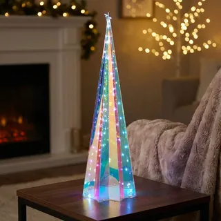 Leuchtende LED Regenbogen-Pyramide, 50 Micro-LEDs, Dekoratives und farbenprächtigen Lichtspiel als Nachtlicht oder Partybeleuchtung