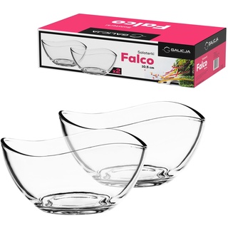 GALICJA Dessertschalen Glas FALCO – Salatschüsselglas – Salatschüssel-Set – Salatschalen Glas – Glasschale Rund – Salatschalen-Set – Salatschüssel Klein – 2er-Set 2x10,5cm