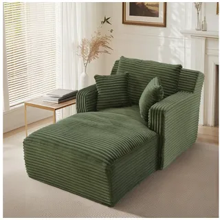HAUSS SPOLE Relaxsessel aus Cordstoff.Schlafsofa Liegesessel für Wohnzimmer,ohne Montage,Grün (Cord-Schlafsessel mit Relaxfunktion platzsparender Loungesessel mit Taschenfederkern) grün