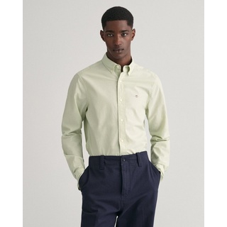 Gant Langarmhemd Slim Fit Popeline Hemd leichte Baumwolle strapazierfähig pflegeleicht mit klassischer Logostickerei auf der Brust grün