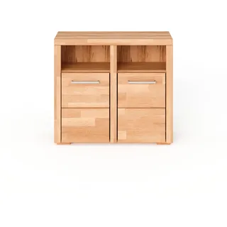 kiki design Kommode Sideboard aus Kernbuche, Fronten in Massivholz mit Zwei Türen, grifflose Optik L: 89 x T 35 x H 80 cm