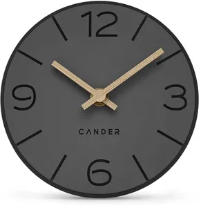Cander Berlin MNU 2615 Y Tischuhr lautlos ohne Ticken 15 cm analog batteriebetrieben Vintage grau schwarz MDF Holzzeiger