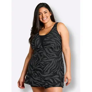 Badekleid SHEEGO, Damen, Gr. 46, Cup F, schwarz-weiß (schwarz, weiß, bedruckt), Elasthan, Polyamid, Badeanzüge
