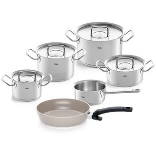 Fissler Topf-Set Original-Profi Collection®, Edelstahl 18/10 (Set, 6-tlg., je 1 Kochtopf 16/20/24cm, Bratentopf 20cm, Kasserolle 16cm,Pfanne 24cm), cookstar Allherdboden;Extra breiter Schüttrand;alle Herdarten silberfarben