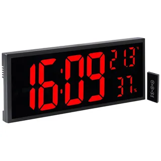 LED-Wand- & Tischuhr, Jumbo-Uhrzeit, Fernbedienung, Hygro-/Thermometer
