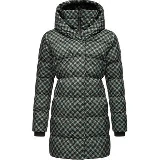 Steppmantel RAGWEAR "Niara Print", Damen, Gr. S (36), grün (dunkelgrün), Obermaterial: 100% Polyester. Innenfutter: 100% Polyester. Wattierung: 100% Polyester, tailliert ca. Mitte Oberschenkel, hoch geschlossener Ausschnitt, Ärmel ohne Ärmelschlitz Rippstrickbündchen, Mäntel Steppmantel, wasserdichter Mantel mit angesagtem Hahnentritt Muster
