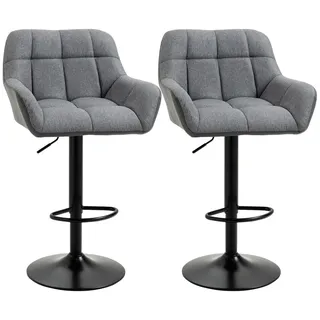Homcom Barhocker 2er-Set Höhenverstellbar Drehbar Grau