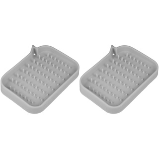 2 Stück Seifenschale Seife Trocken Seifenreinigung Lagerung für Hause Badezimmer Küche Silikon Grau