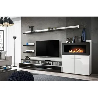 Xlmoebel Wohnwand TV-Ständer Kommode mit integriertem Kamin im modernen Design, (8-St), Made in Europa weiß