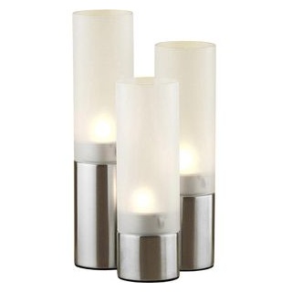 chg Windlicht Stimmungsleuchten 3304-00, 3 Stück, Edelstahl / Glas, 15,5 / 18,0 / 20,5 x Ø 5cm
