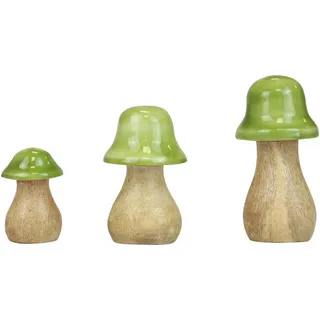 Deko Pilze Holz Hellgrün Set 3er Herbstdeko Weihnachten Dekoartikel