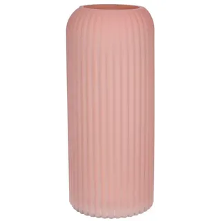 INNA-Glas Dekovase Dekovase ALBURGIS mit Rillen, Glas, Altrosa-matt, 25cm, Ø10cm rosa