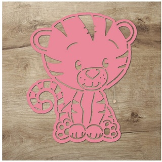 Namofactur LED Nachtlicht »Wandlampe Tiger Baby Holz Wand Deko Lampe für Kinder I Kinderzimmer«, Mit Zugschalter, LED fest integriert, Warmweiß rosa