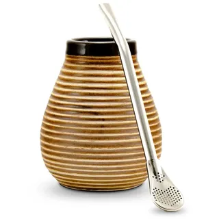 caámate. Yerba Mate Tee Set ● Das Original ● Keramik Matebecher + Edelstahl Bombilla