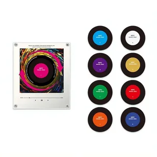 Magnetischer Kühlschrankmagnet, NFC-Induktionslautsprecher, 9 Stück, NFC-Musikscheiben, Musik-Kühlschrankmagnete mit Player-Set, Vinyl-Schallplatten-Nachtlicht für Büro-Schreibtisch-Dekoration