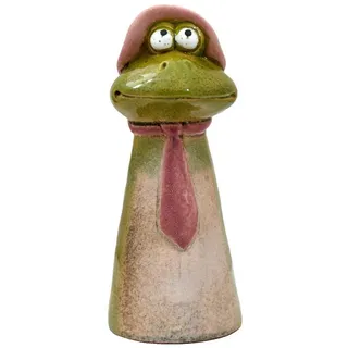Kaufhaus le petit Tierfigur Gartenstecker Frosch Keramik Zaunhocker Deko Teich Skulptur Figur Mann, Dekofigur Dekoskulptur Dekoobjekt Zaunsitzer aus Keramik