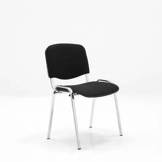 Stapelstuhl ISO Profi schwarz gepolstert | hochbelastbar | Schichtholz | bis 110 kg | 12 stapelbar | Kunststoffgleiter | stabil | Metallgestell