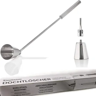 Kerafactum extra Langer Kerzenlöscher aus Edelstahl mit Knick Gelenk für Kerzen abschraubbar Docht Löscher Dochtlöscher aus hochwertigem Edelstahl Candle Extinguisher Kerzen einfach ausmachen