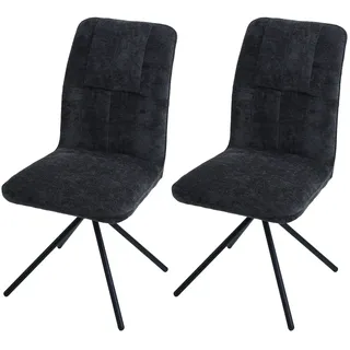 Mendler 2er-Set Esszimmerstuhl HWC-N99, Küchenstuhl, drehbar Auto-Return, Stoff/Textil Chenille (340g/m2) Öko-Tex ~ dunkelgrau