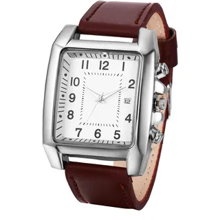 JewelryWe Herrenuhr Analog Quarz Armbanduhr Herren Klassische Retro Rechteckig Business Beiläufige Uhr mit Leder Armband Schwarz/Braun